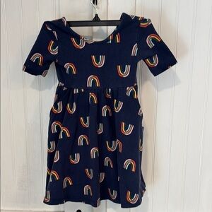 Hanna Andersson Rainbow Patterned, blue skater dress size 3T